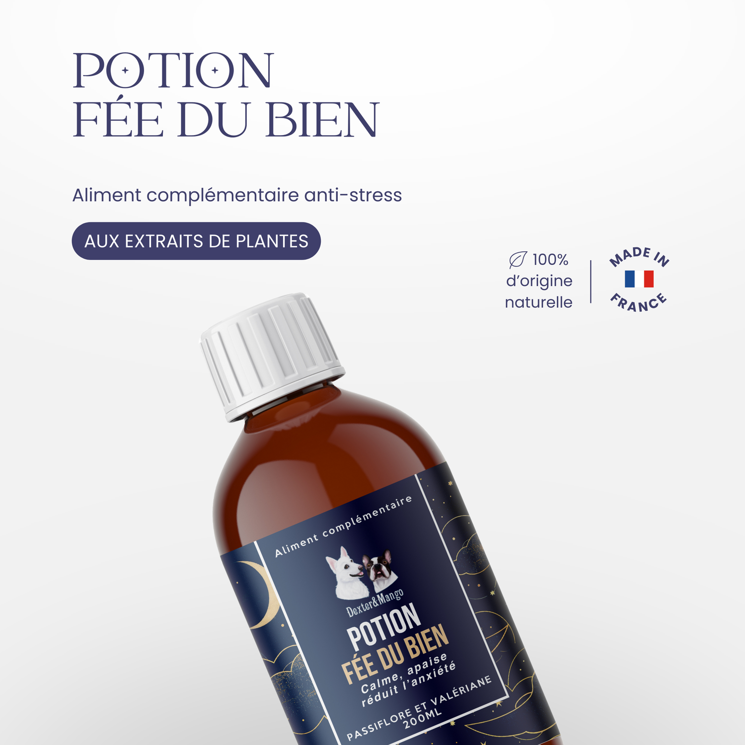 Complément alimentaire anti-stress chien : Potion Fée du Bien pour un quotidien apaisé