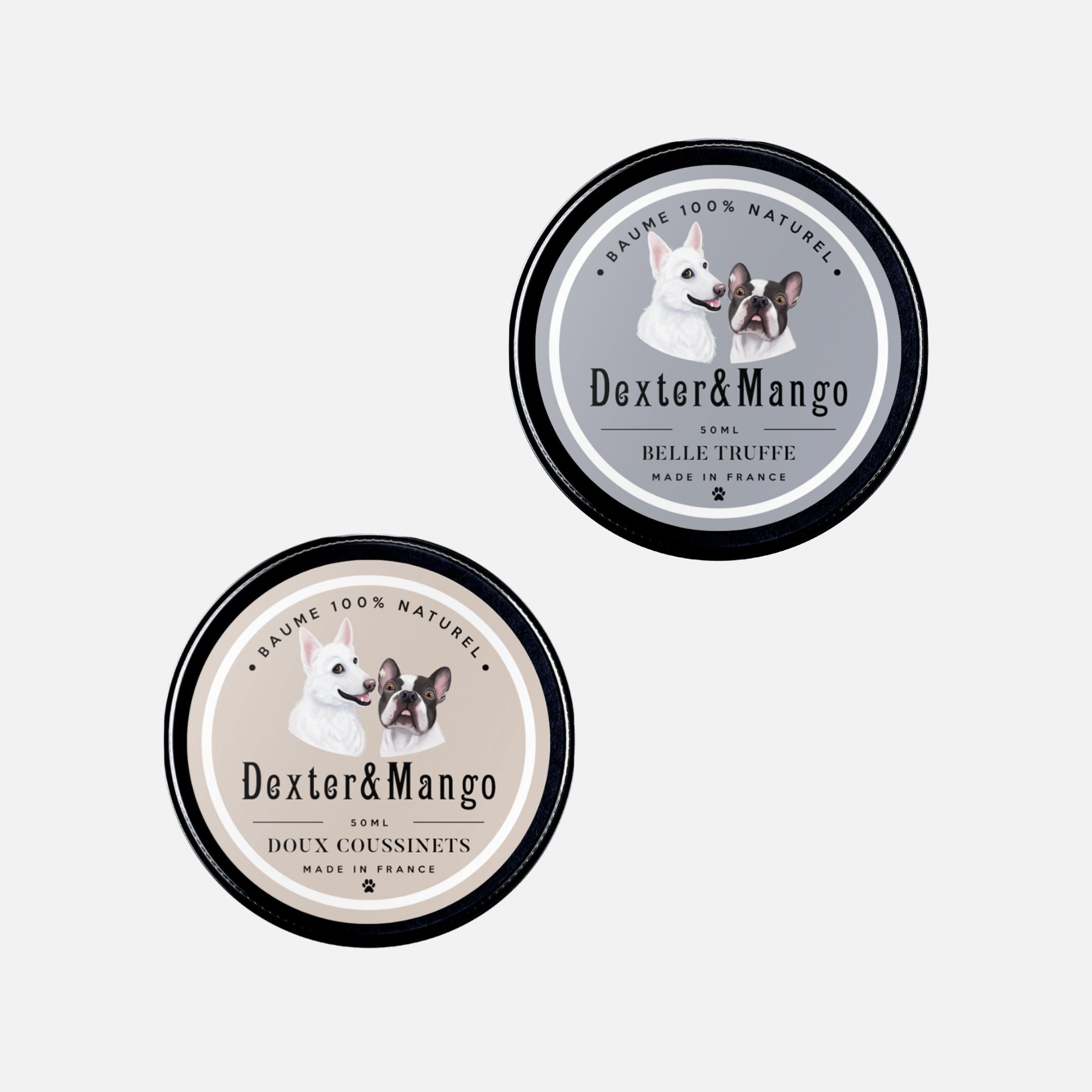 Duo de baumes Belle Truffe et Doux Coussinet Dexter & Mango en format pot