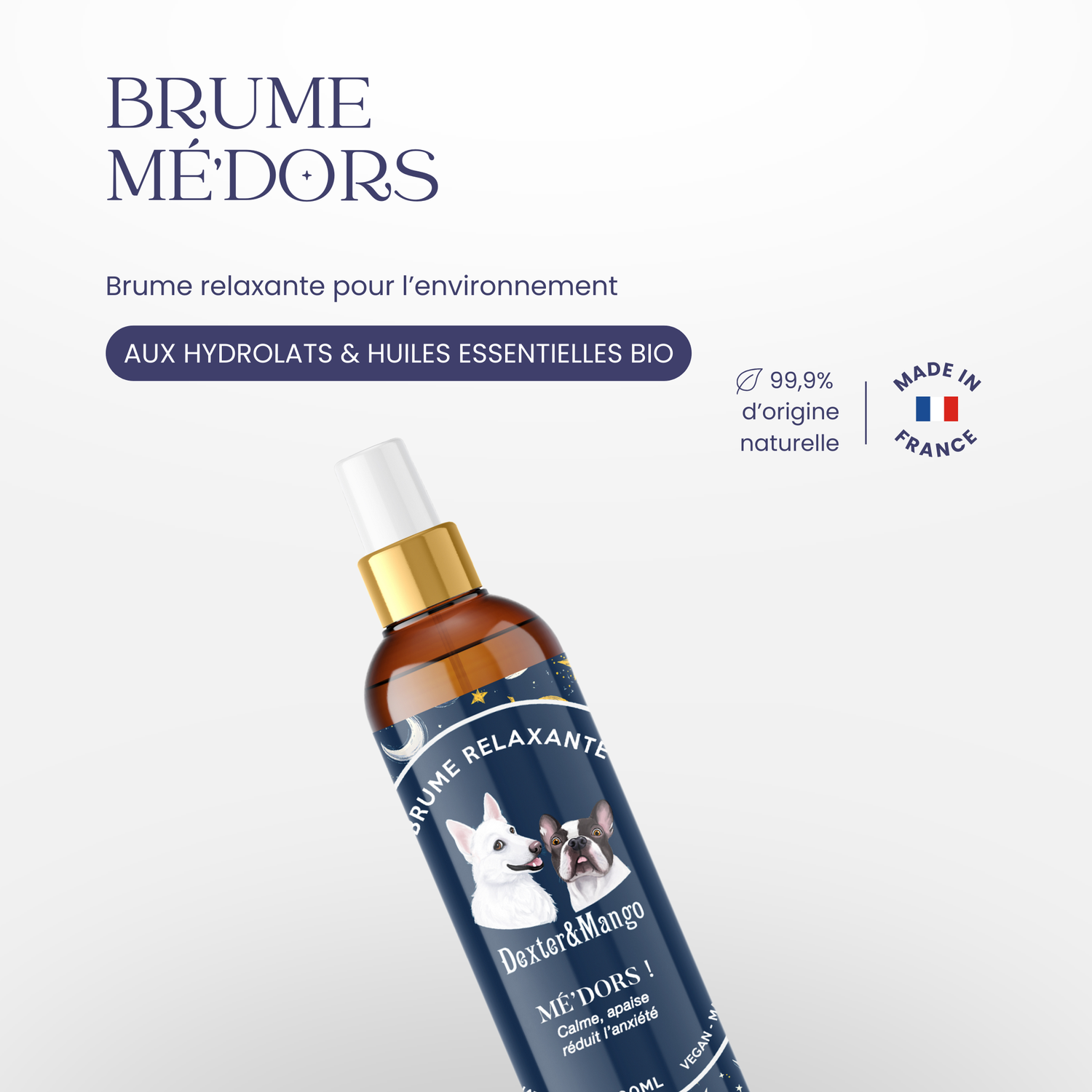 Brume Mé’dors aux hydrolats et huiles essentielles bio, fabriquée en France