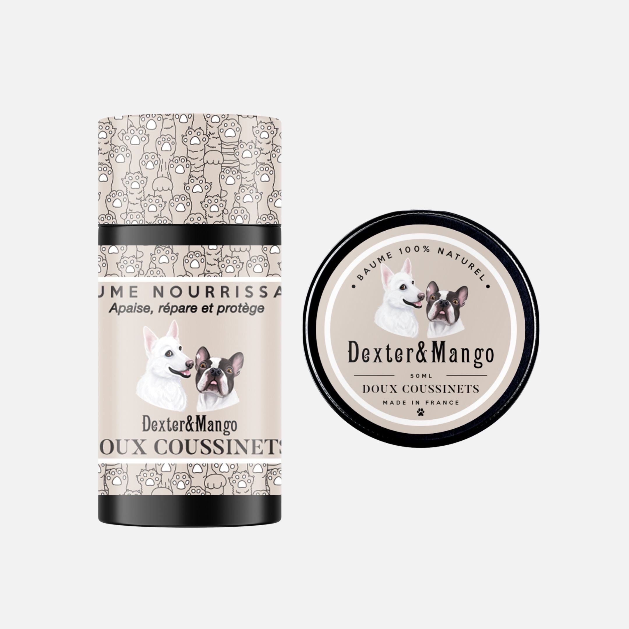 Stick et baume Doux Coussinets de Dexter & Mango pour la protection et l’hydratation des coussinets des chiens