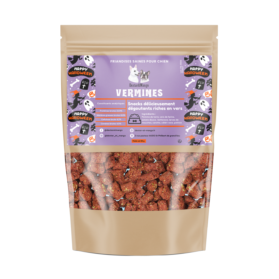 Un sachet de friandises aux insectes