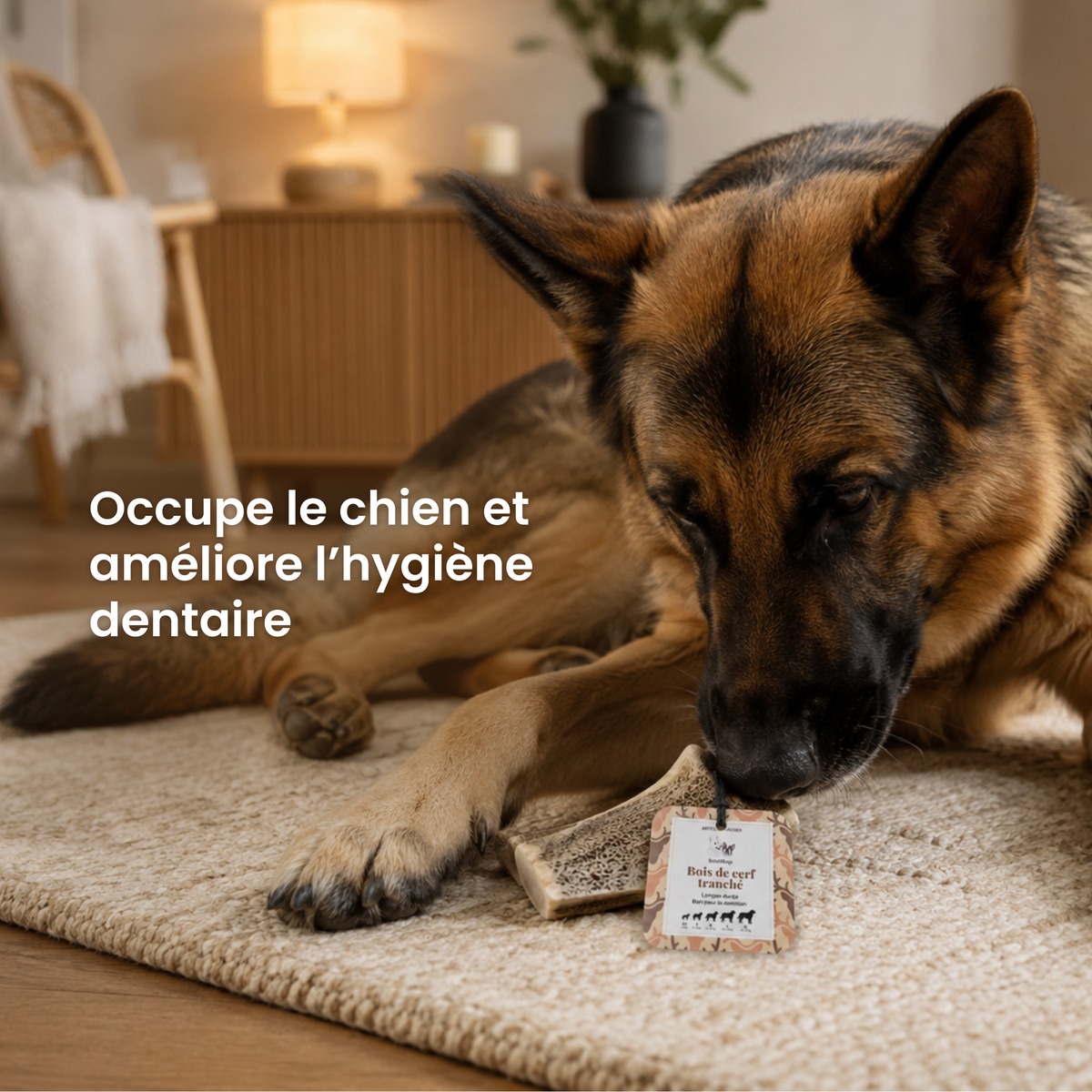 Bois de cerf tranché : La mastication longue durée pour chien