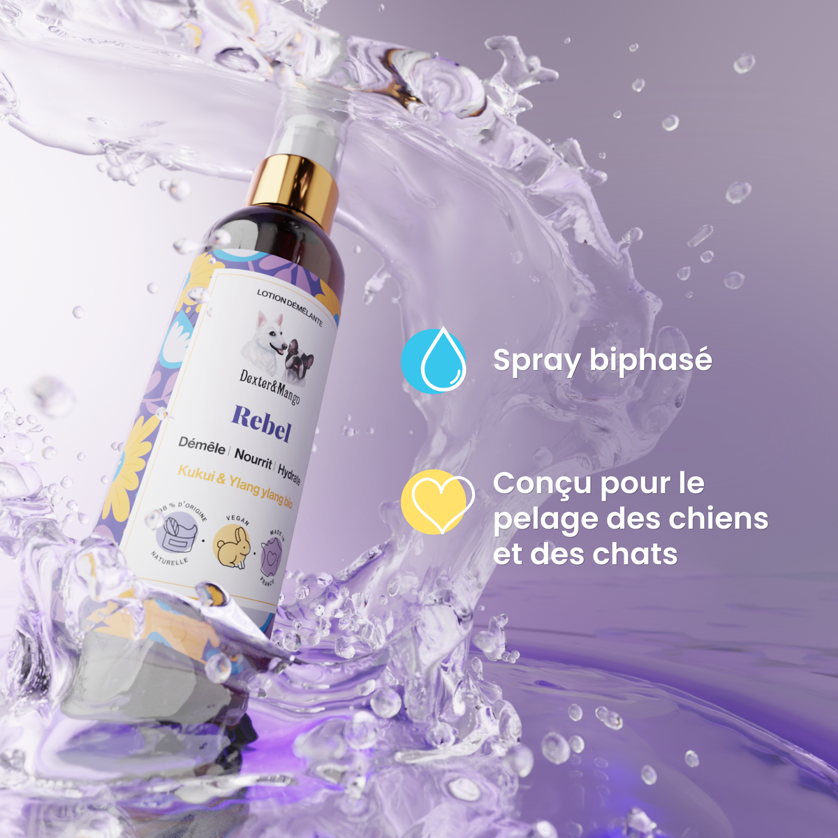 Démélant chien et chat : La lotion Rebel