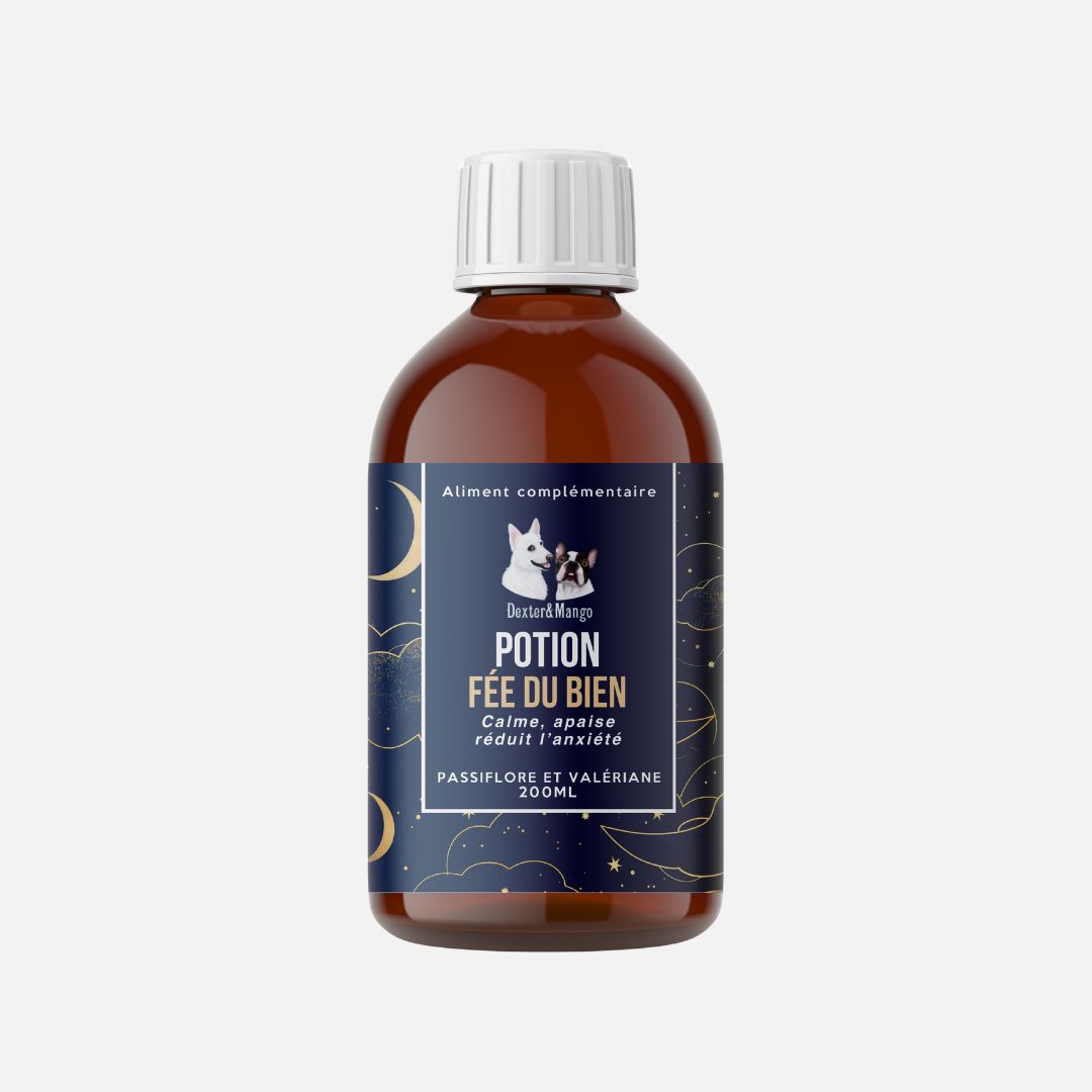 Complément alimentaire anti-stress chien : Potion Fée du Bien pour un quotidien apaisé