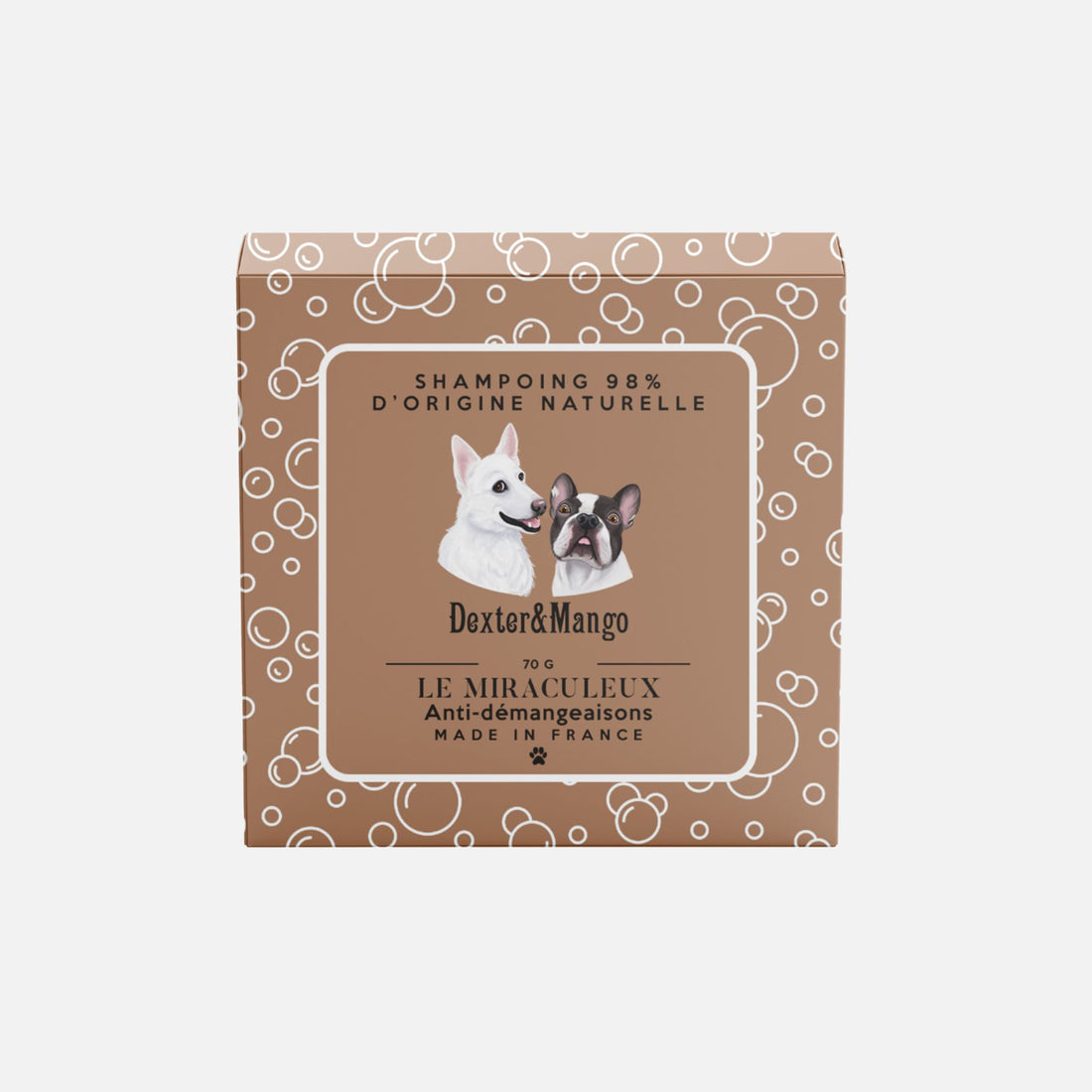 packaging du shampoing solide Le Miraculeux de Dexter & Mango