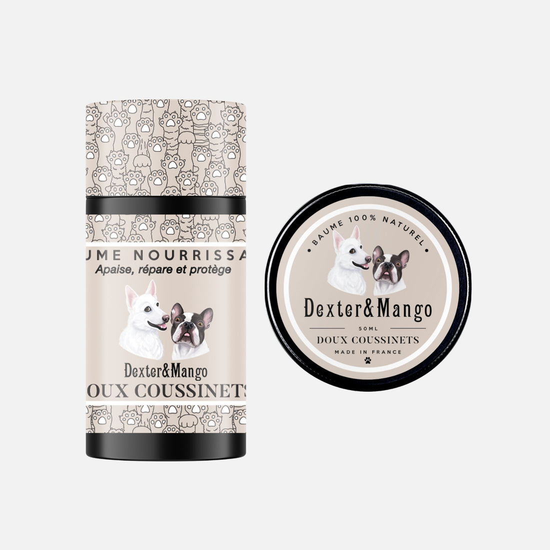 Stick et baume Doux Coussinets de Dexter & Mango pour la protection et l’hydratation des coussinets des chiens